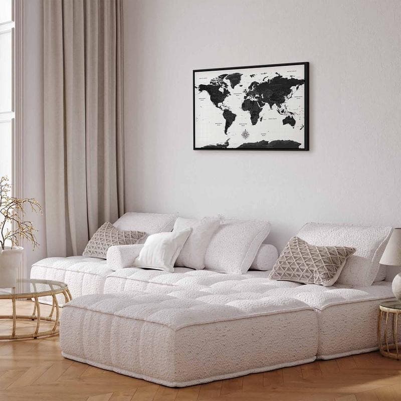 Quadro Black and White Map (1 Part) Wide in Poster e stampe Collezione Casa - Trebisacce, commercioVirtuoso.it