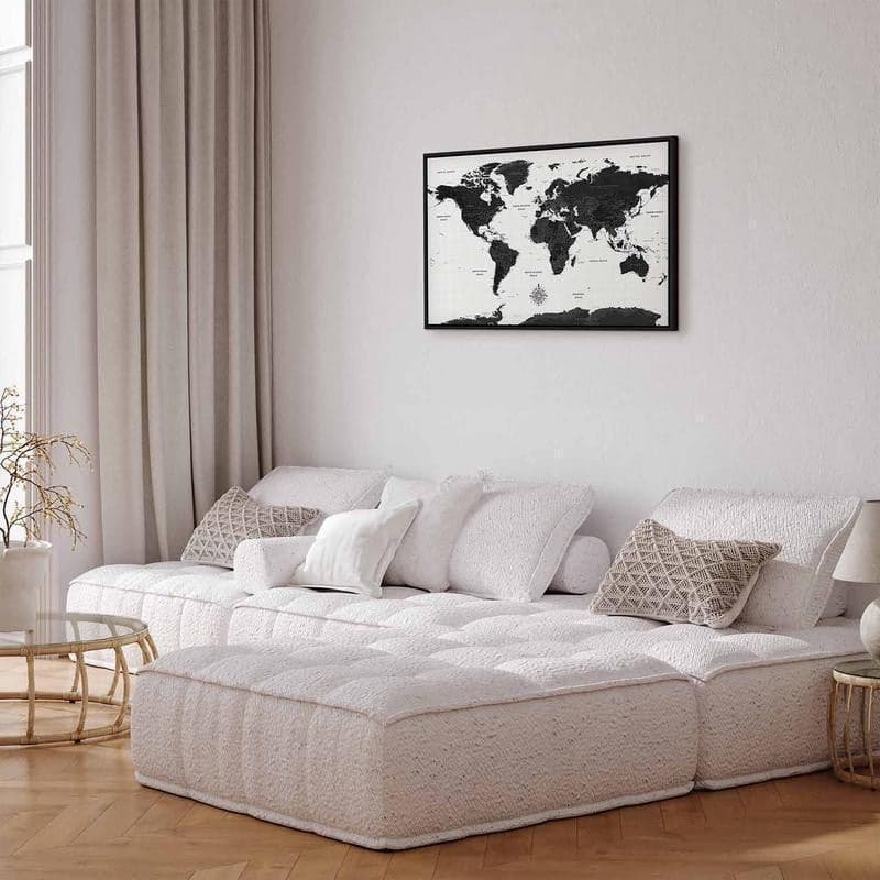 Quadro Black and White Map (1 Part) Wide in Poster e stampe Collezione Casa - Trebisacce, commercioVirtuoso.it