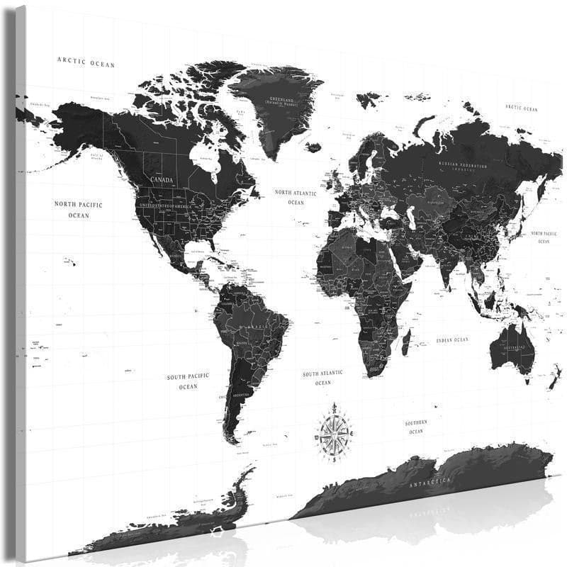 Quadro Black and White Map (1 Part) Wide in Poster e stampe Collezione Casa - Trebisacce, commercioVirtuoso.it