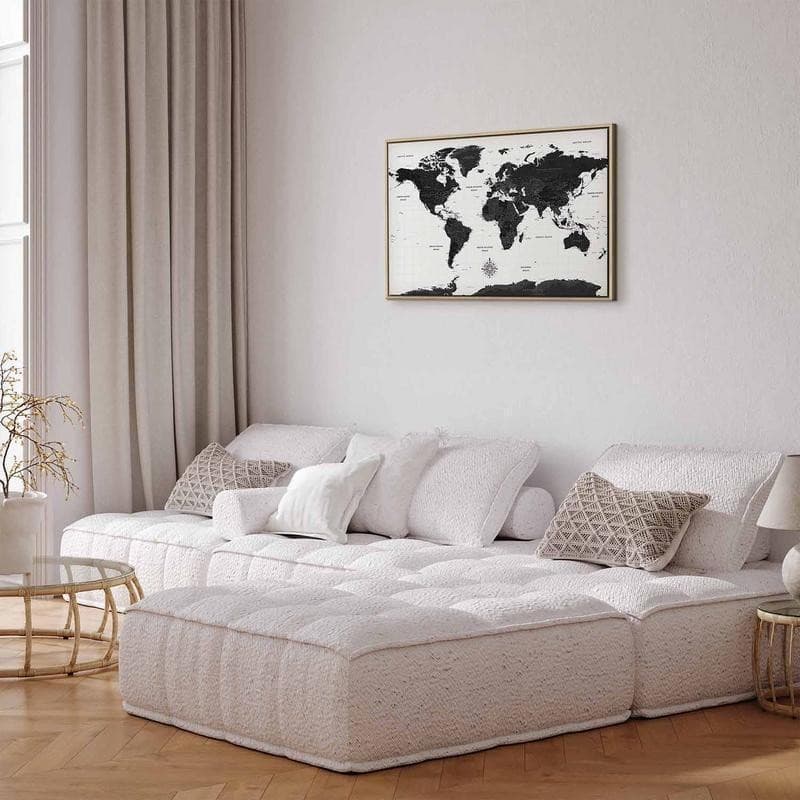 Quadro Black and White Map (1 Part) Wide in Poster e stampe Collezione Casa - Trebisacce, commercioVirtuoso.it