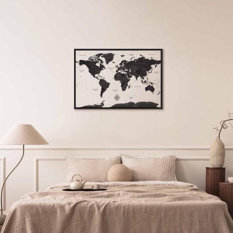 Quadro Black and White Map (1 Part) Wide in Poster e stampe Collezione Casa - Trebisacce, commercioVirtuoso.it