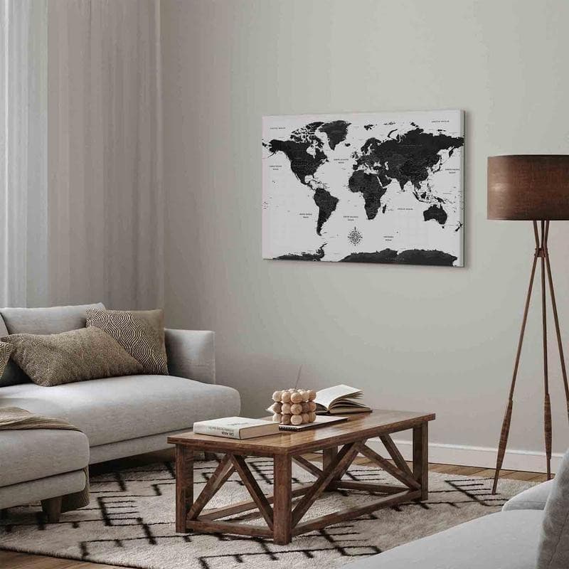 Quadro Black and White Map (1 Part) Wide in Poster e stampe Collezione Casa - Trebisacce, commercioVirtuoso.it