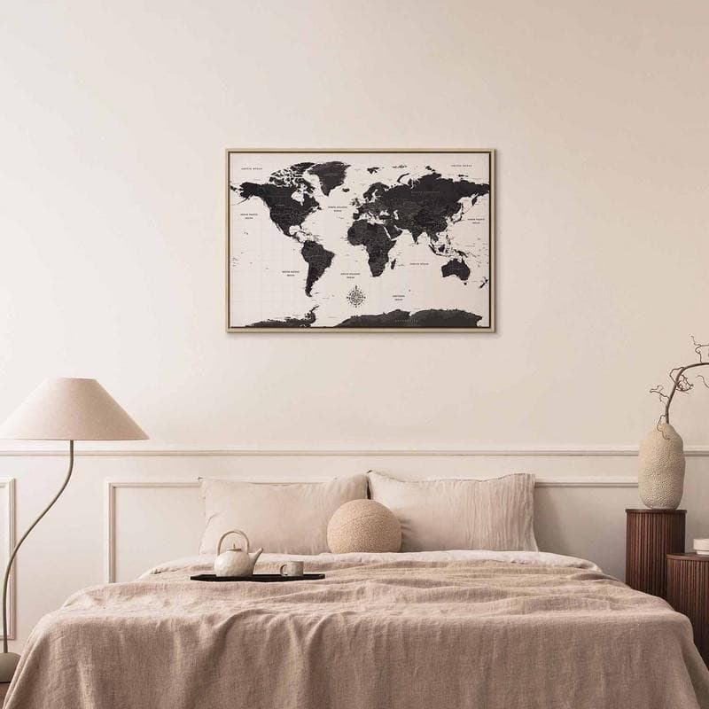Quadro Black and White Map (1 Part) Wide in Poster e stampe Collezione Casa - Trebisacce, commercioVirtuoso.it