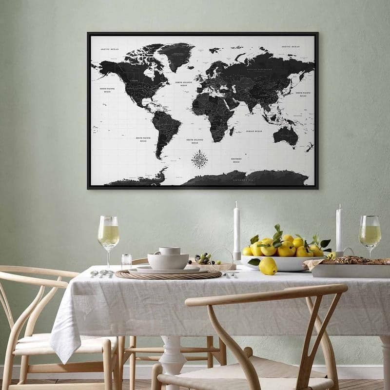 Quadro Black and White Map (1 Part) Wide in Poster e stampe Collezione Casa - Trebisacce, commercioVirtuoso.it