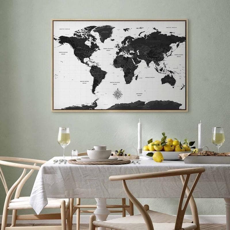 Quadro Black and White Map (1 Part) Wide in Poster e stampe Collezione Casa - Trebisacce, commercioVirtuoso.it
