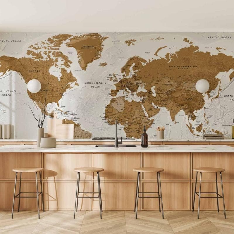 Fotomurale adesivo World Map: White Oceans in Carta da parati Collezione Casa - Trebisacce, commercioVirtuoso.it