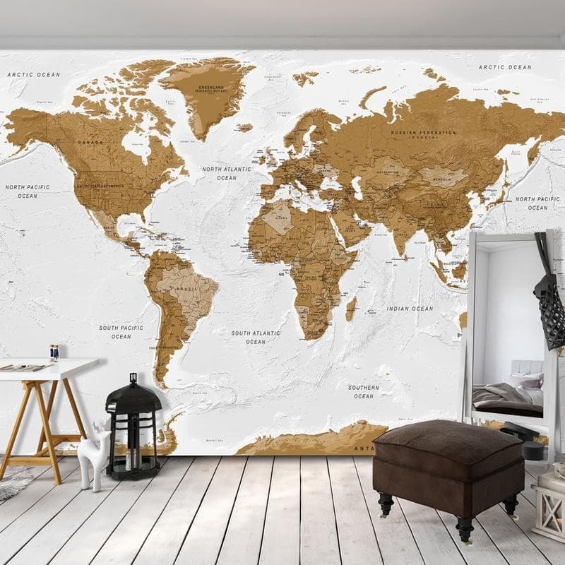 Fotomurale adesivo World Map: White Oceans in Carta da parati Collezione Casa - Trebisacce, commercioVirtuoso.it