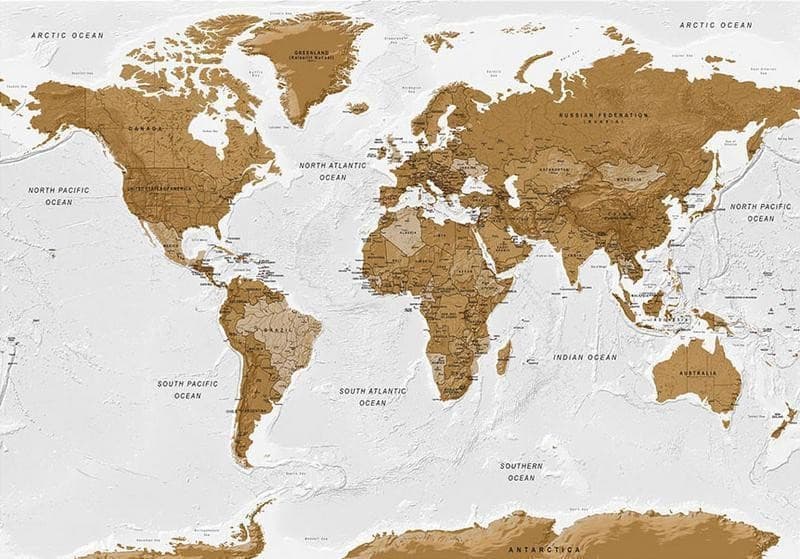 Fotomurale adesivo World Map: White Oceans in Carta da parati Collezione Casa - Trebisacce, commercioVirtuoso.it