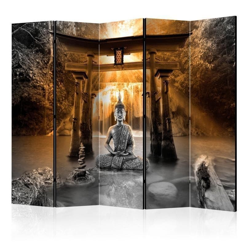 Paravento Buddha Smile (Orange) II [Room Dividers] in Paraventi Collezione Casa - Trebisacce, commercioVirtuoso.it