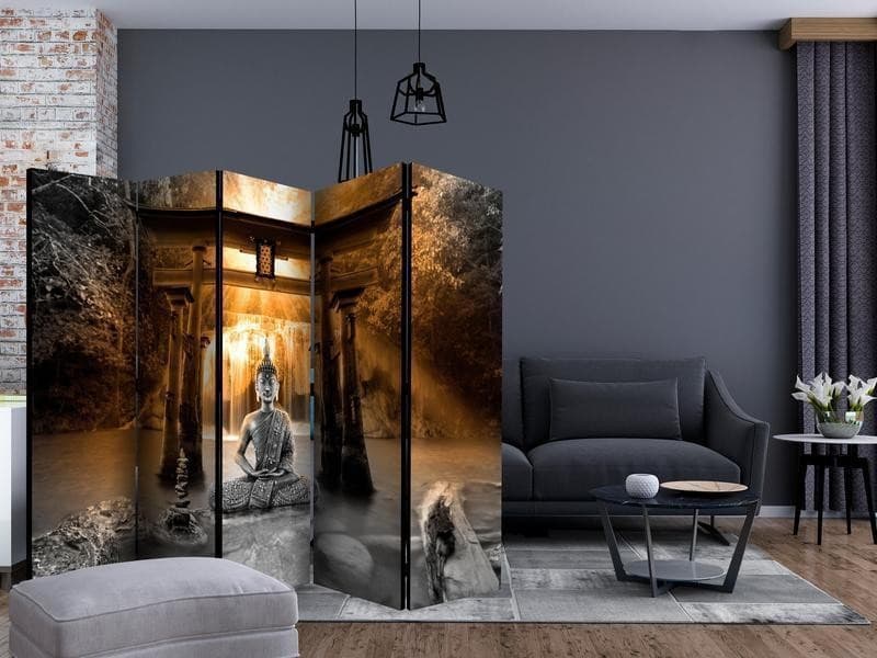 Paravento Buddha Smile (Orange) II [Room Dividers] in Paraventi Collezione Casa - Trebisacce, commercioVirtuoso.it