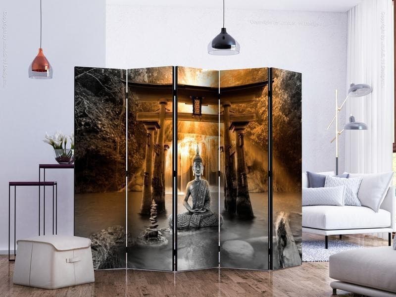 Paravento Buddha Smile (Orange) II [Room Dividers] in Paraventi Collezione Casa - Trebisacce, commercioVirtuoso.it