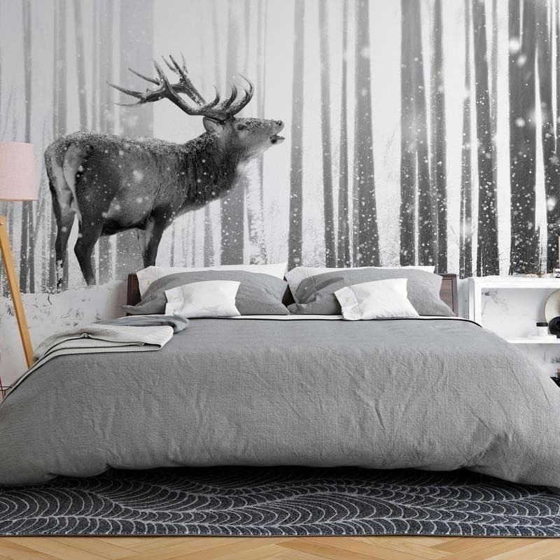 Carta da Parati Deer in the Snow Bianco e Nero in Carta da parati Collezione Casa - Trebisacce, commercioVirtuoso.it