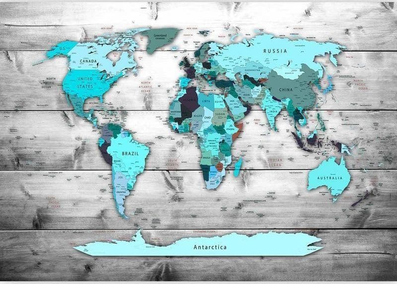 Fotomurale World Map: Blue Continents in Carta da parati Collezione Casa - Trebisacce, commercioVirtuoso.it