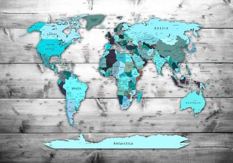 Fotomurale World Map: Blue Continents in Carta da parati Collezione Casa - Trebisacce, commercioVirtuoso.it