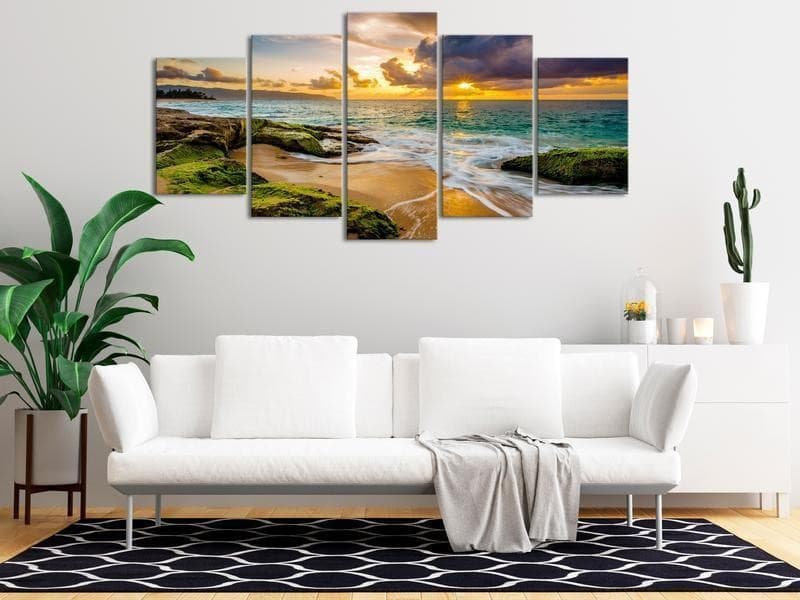 Quadro Turquoise Sea (5 Parts) Wide in Poster e stampe Collezione Casa - Trebisacce, commercioVirtuoso.it