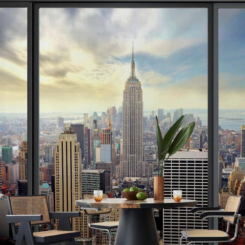 Fotomurale Città dietro un vetro in Carta da parati Collezione Casa - Trebisacce, commercioVirtuoso.it