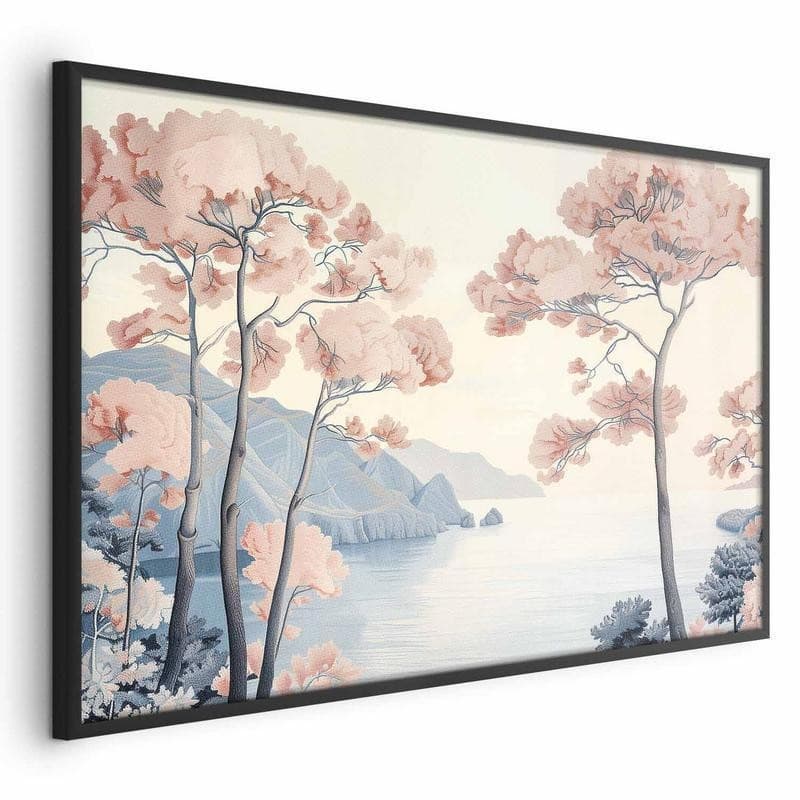 Poster - Ocean Cliffs and Trees Delicate Motif in Pastel Colors in Poster e stampe Collezione Casa - Trebisacce, commercioVirtuoso.it
