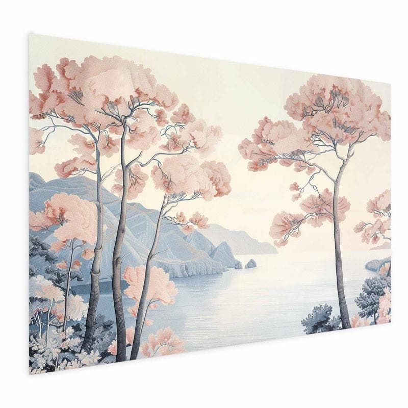 Poster - Ocean Cliffs and Trees Delicate Motif in Pastel Colors in Poster e stampe Collezione Casa - Trebisacce, commercioVirtuoso.it