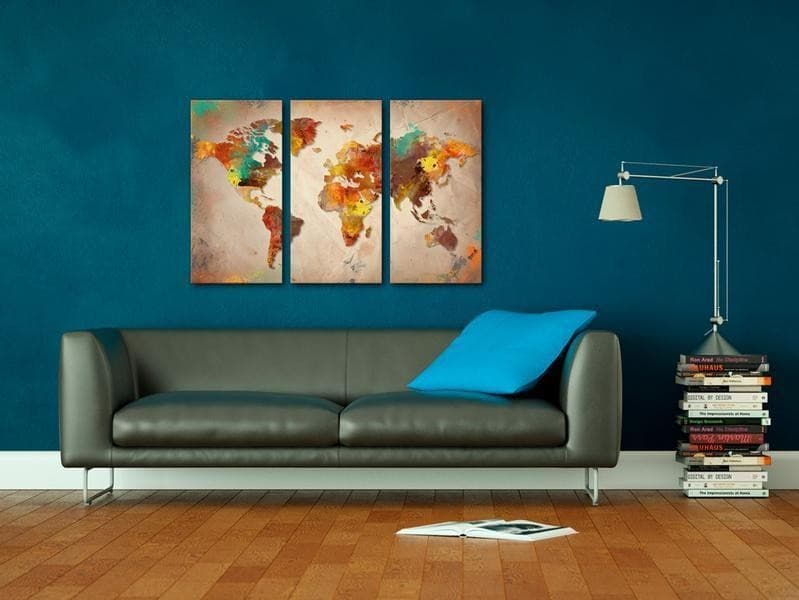 Quadri di sughero Painted World [Cork Map] in Mappe Collezione Casa - Trebisacce, commercioVirtuoso.it