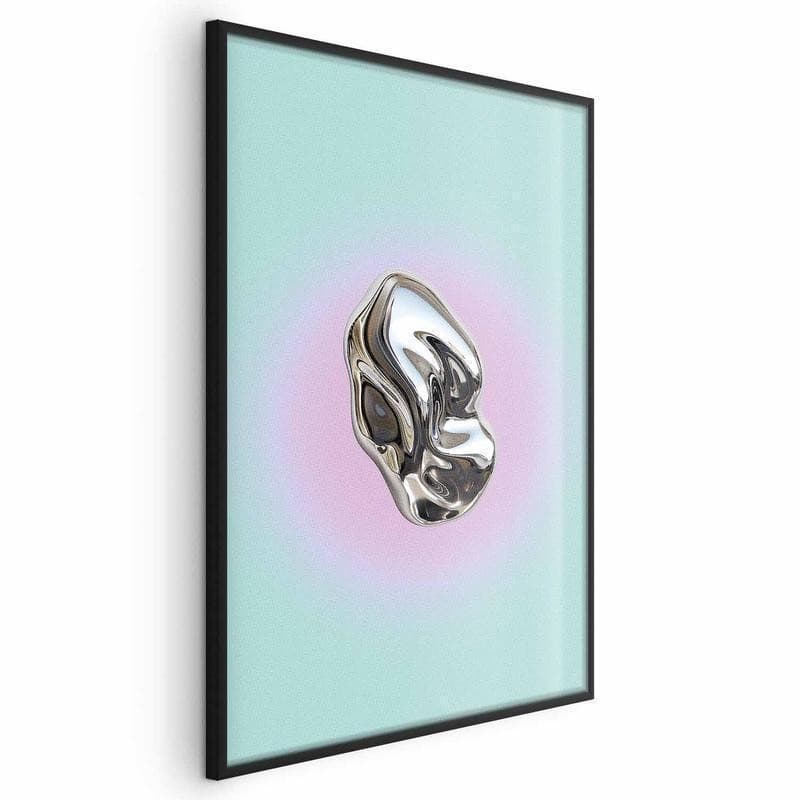 Poster - Metallic Form - abstract sculpture on a mint background with a purple halo in Poster e stampe Collezione Casa - Trebisacce, commercioVirtuoso.it