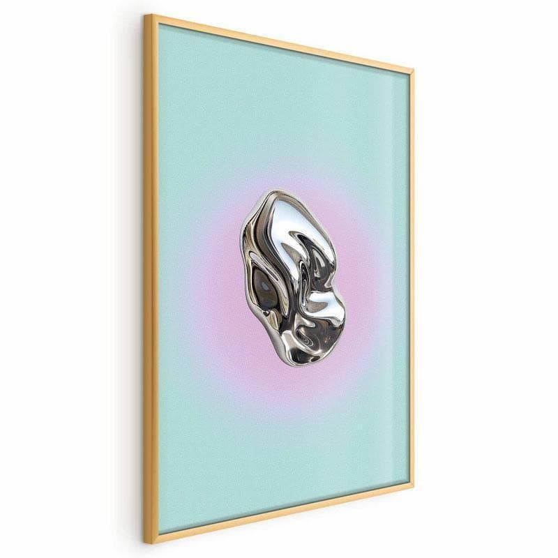 Poster - Metallic Form - abstract sculpture on a mint background with a purple halo in Poster e stampe Collezione Casa - Trebisacce, commercioVirtuoso.it