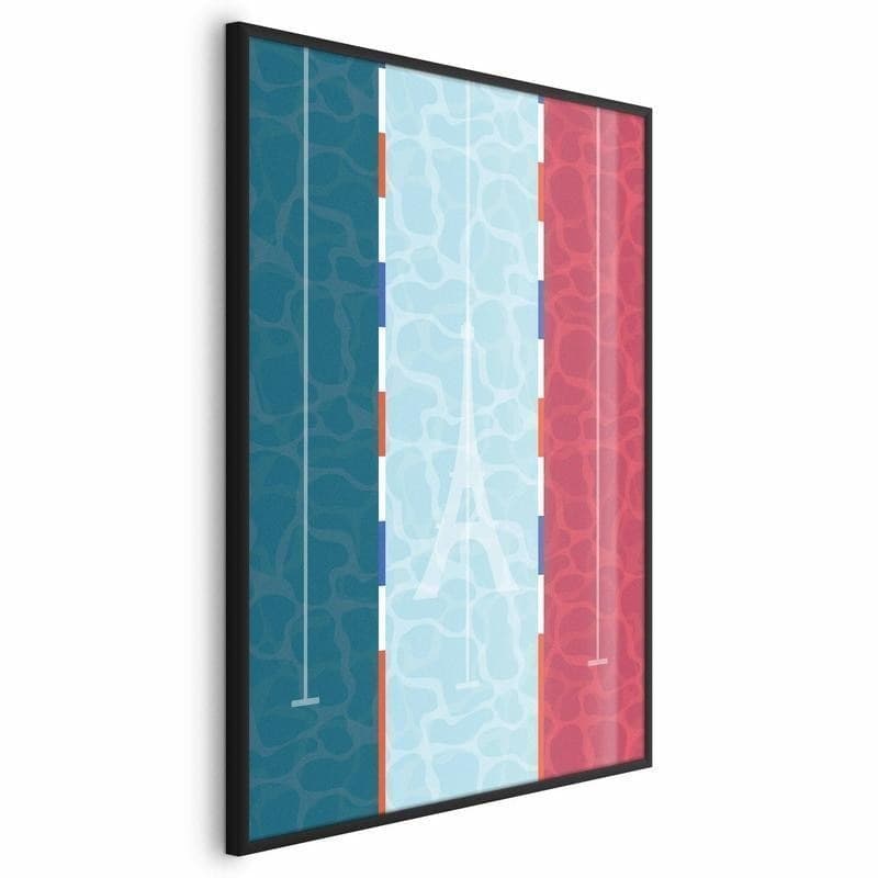 Poster - Illustration of a Pool Against the French Flag in Poster e stampe Collezione Casa - Trebisacce, commercioVirtuoso.it
