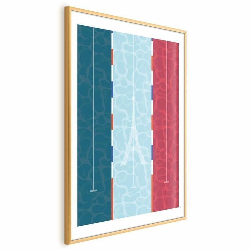 Poster - Illustration of a Pool Against the French Flag in Poster e stampe Collezione Casa - Trebisacce, commercioVirtuoso.it