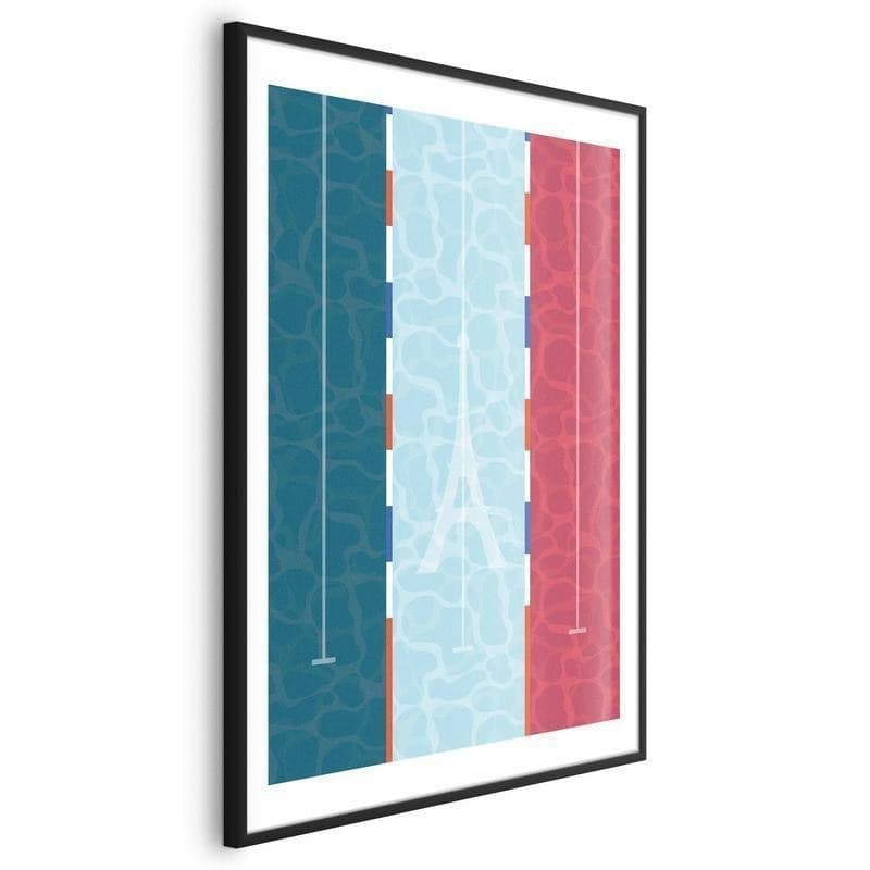 Poster - Illustration of a Pool Against the French Flag in Poster e stampe Collezione Casa - Trebisacce, commercioVirtuoso.it