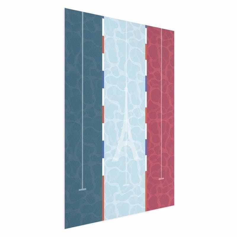 Poster - Illustration of a Pool Against the French Flag in Poster e stampe Collezione Casa - Trebisacce, commercioVirtuoso.it