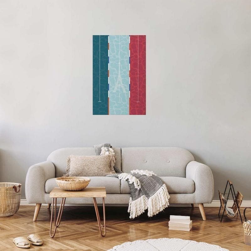 Poster - Illustration of a Pool Against the French Flag in Poster e stampe Collezione Casa - Trebisacce, commercioVirtuoso.it