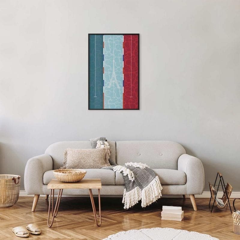 Poster - Illustration of a Pool Against the French Flag in Poster e stampe Collezione Casa - Trebisacce, commercioVirtuoso.it