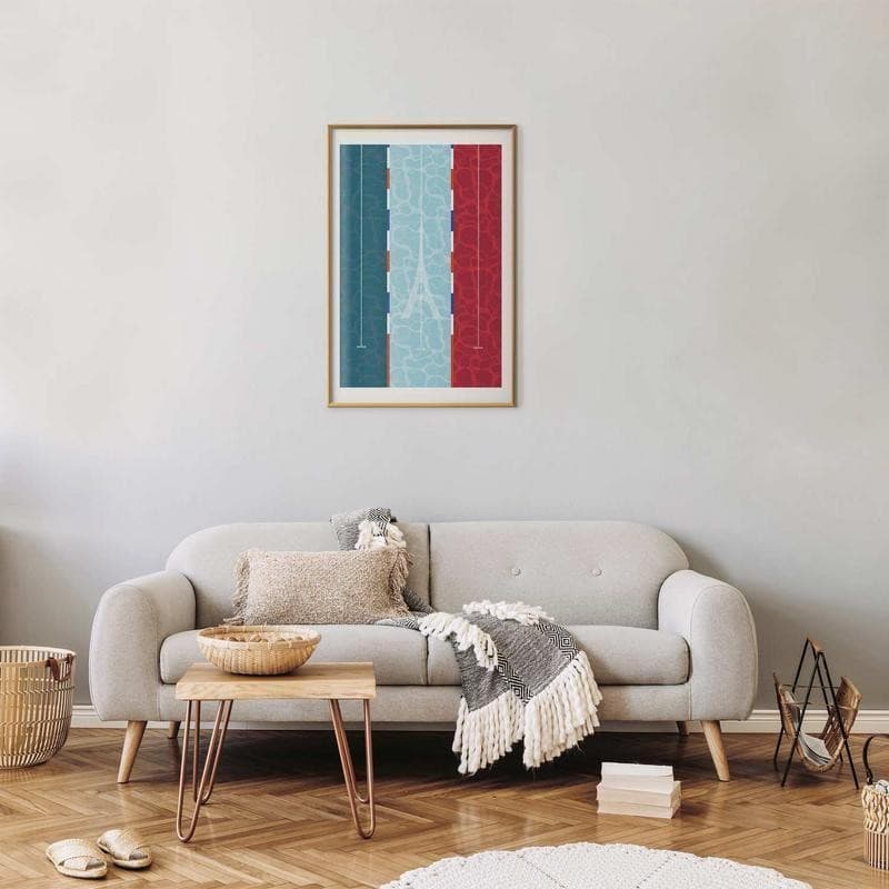 Poster - Illustration of a Pool Against the French Flag in Poster e stampe Collezione Casa - Trebisacce, commercioVirtuoso.it