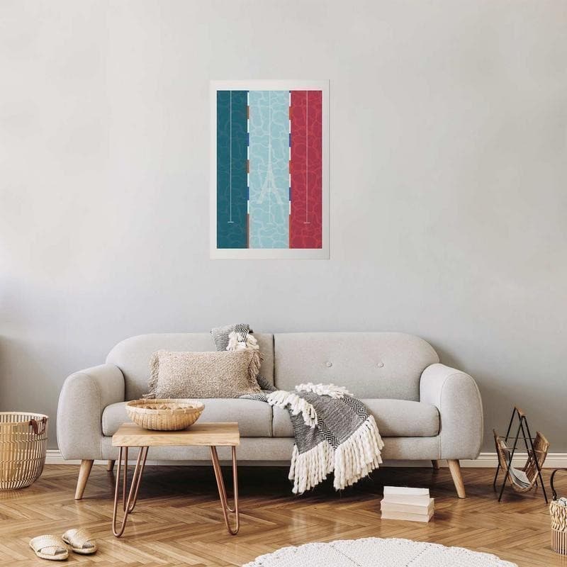 Poster - Illustration of a Pool Against the French Flag in Poster e stampe Collezione Casa - Trebisacce, commercioVirtuoso.it