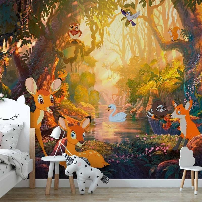 Carta da parati cartoni animati animali nella foresta in Carta da parati Collezione Casa - Trebisacce, commercioVirtuoso.it
