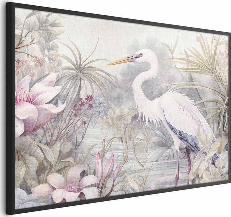 Poster - Heron Wading in a Pond - illustration in light colors in Poster e stampe Collezione Casa - Trebisacce, commercioVirtuoso.it
