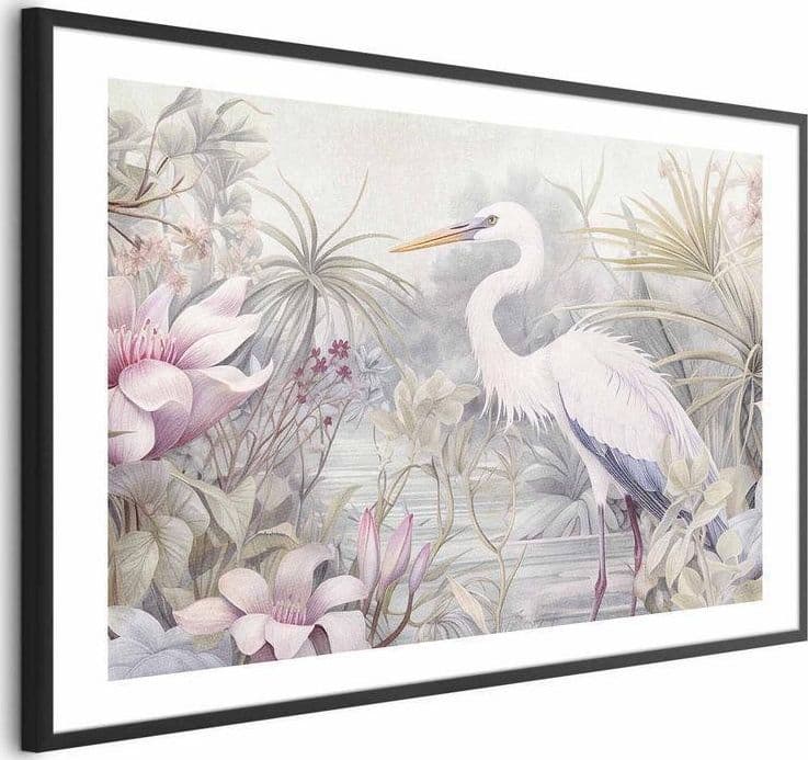 Poster - Heron Wading in a Pond - illustration in light colors in Poster e stampe Collezione Casa - Trebisacce, commercioVirtuoso.it