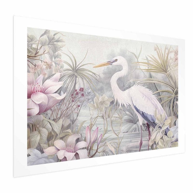 Poster - Heron Wading in a Pond - illustration in light colors in Poster e stampe Collezione Casa - Trebisacce, commercioVirtuoso.it