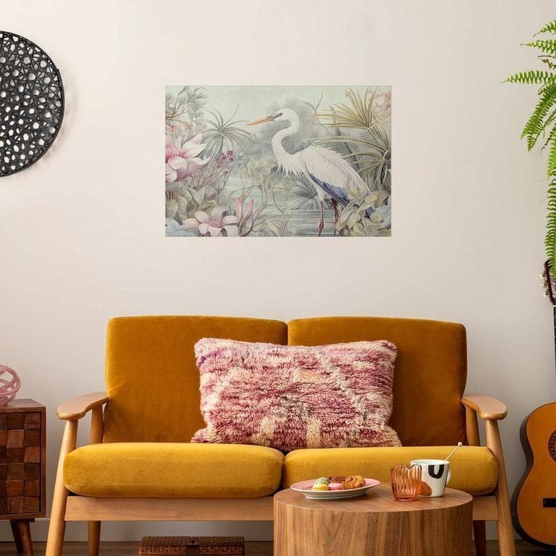 Poster - Heron Wading in a Pond - illustration in light colors in Poster e stampe Collezione Casa - Trebisacce, commercioVirtuoso.it
