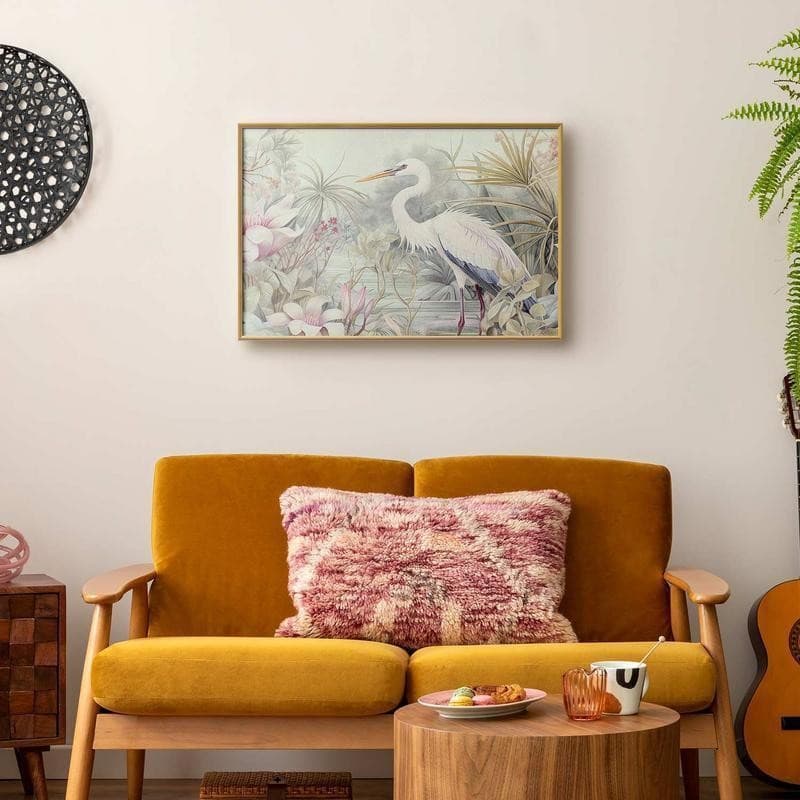 Poster - Heron Wading in a Pond - illustration in light colors in Poster e stampe Collezione Casa - Trebisacce, commercioVirtuoso.it