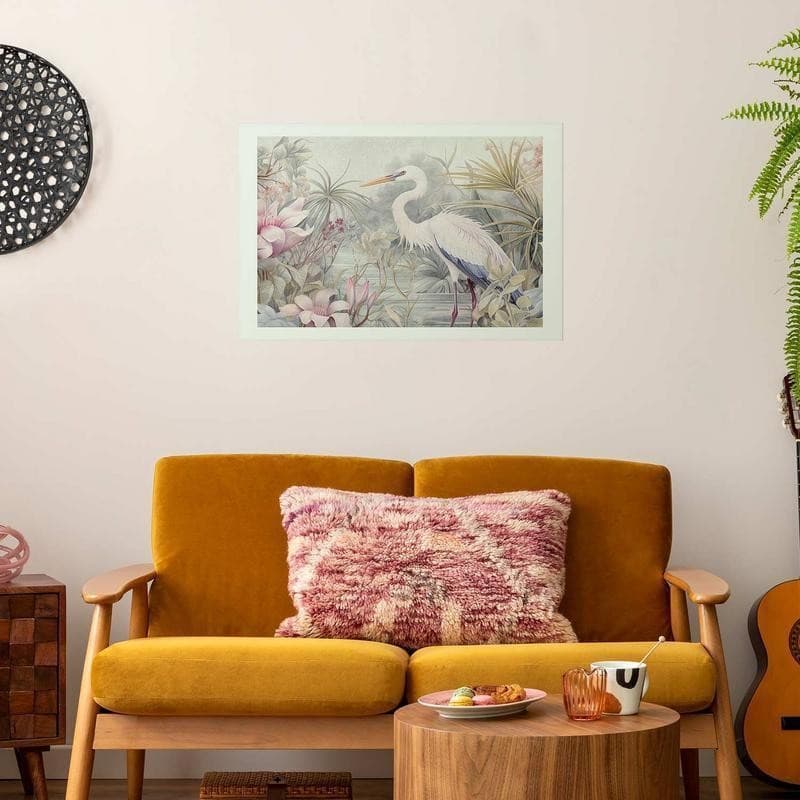 Poster - Heron Wading in a Pond - illustration in light colors in Poster e stampe Collezione Casa - Trebisacce, commercioVirtuoso.it