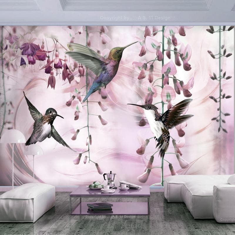 Fotomurale Flying Hummingbirds (Pink) in Carta da parati Collezione Casa - Trebisacce, commercioVirtuoso.it