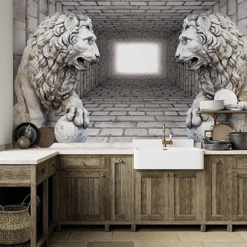 Fotomurale Leoni di pietra in Carta da parati Collezione Casa - Trebisacce, commercioVirtuoso.it