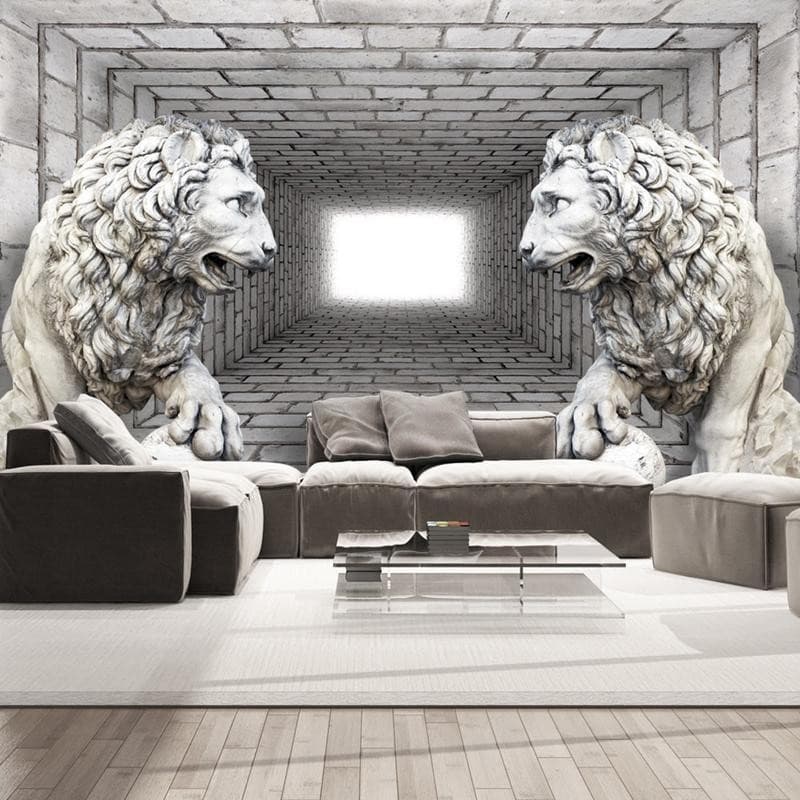 Fotomurale Leoni di pietra in Carta da parati Collezione Casa - Trebisacce, commercioVirtuoso.it