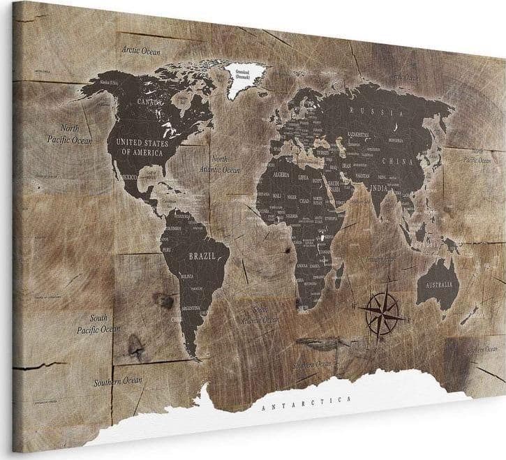 Quadro World Map: Wooden Mosaic in Poster e stampe Collezione Casa - Trebisacce, commercioVirtuoso.it