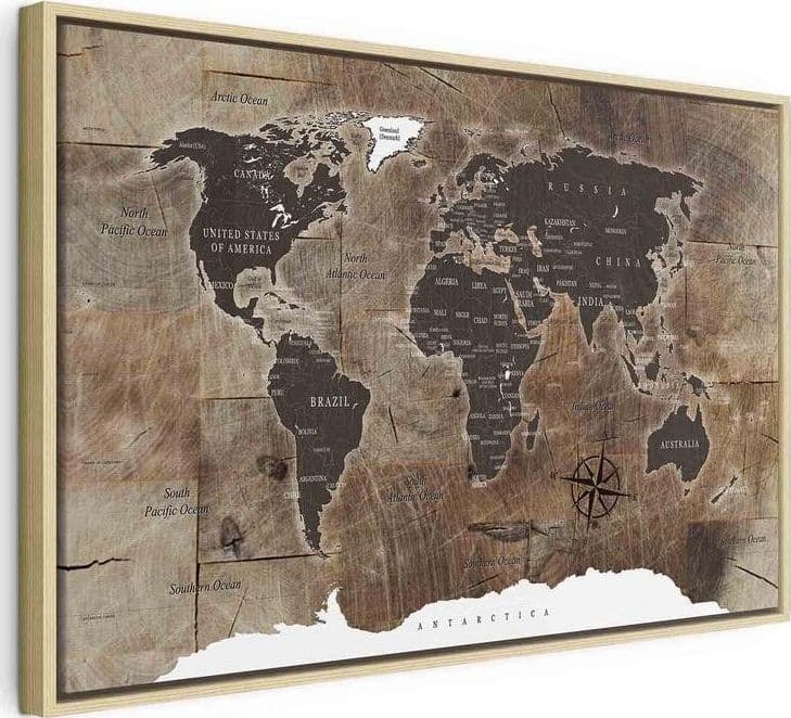 Quadro World Map: Wooden Mosaic in Poster e stampe Collezione Casa - Trebisacce, commercioVirtuoso.it