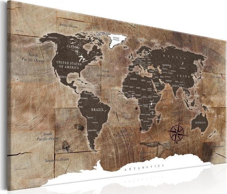 Quadro World Map: Wooden Mosaic in Poster e stampe Collezione Casa - Trebisacce, commercioVirtuoso.it