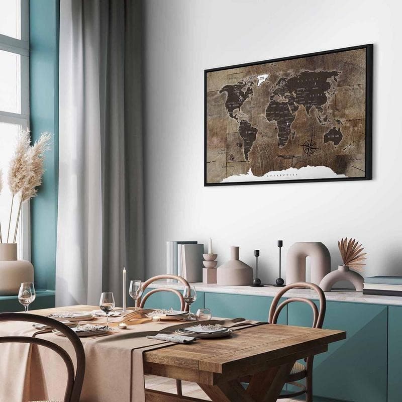 Quadro World Map: Wooden Mosaic in Poster e stampe Collezione Casa - Trebisacce, commercioVirtuoso.it