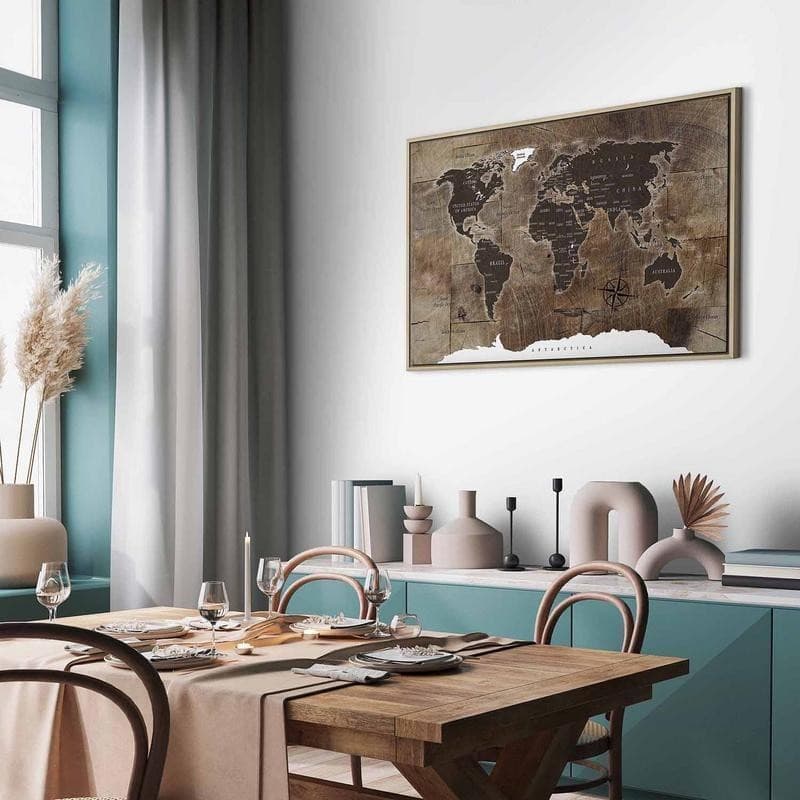 Quadro World Map: Wooden Mosaic in Poster e stampe Collezione Casa - Trebisacce, commercioVirtuoso.it
