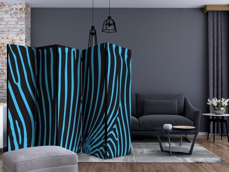 Paravento Zebra pattern (turquoise) II [divisori da interno] in Paraventi Collezione Casa - Trebisacce, commercioVirtuoso.it