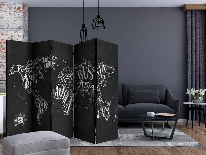 Paravento Retro Continents (Black) II [Room Dividers] in Paraventi Collezione Casa - Trebisacce, commercioVirtuoso.it